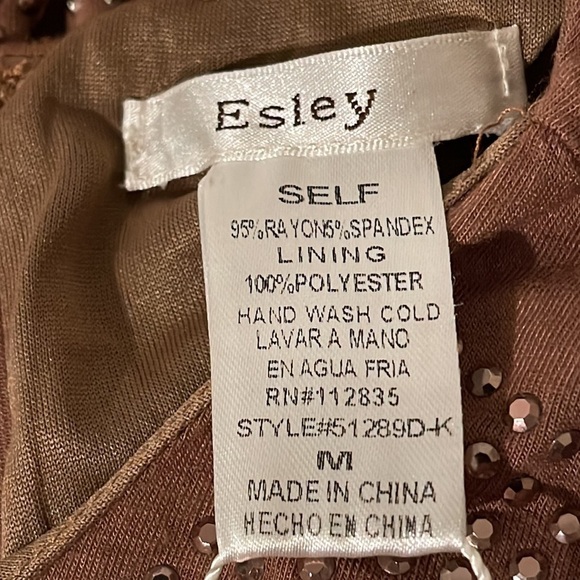 ESLEY Brown Sleeveless Mini Dress Studs Detailing Down The Front & Back Medium - Picture 8 of 8